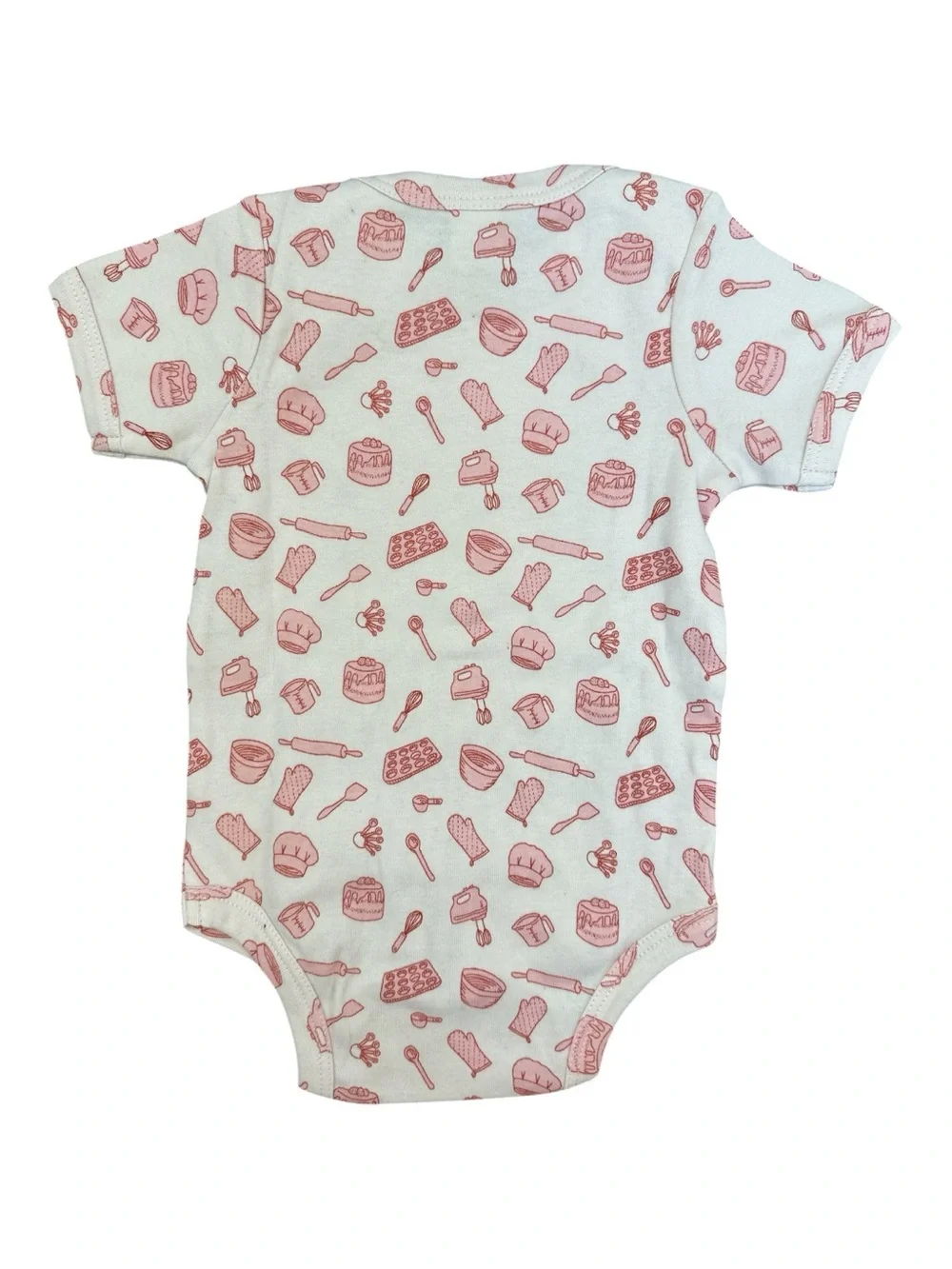 KATE QUINN Light Pink Baking Print One-Piece  Snap Bodysuit - Cake, Cupcakes